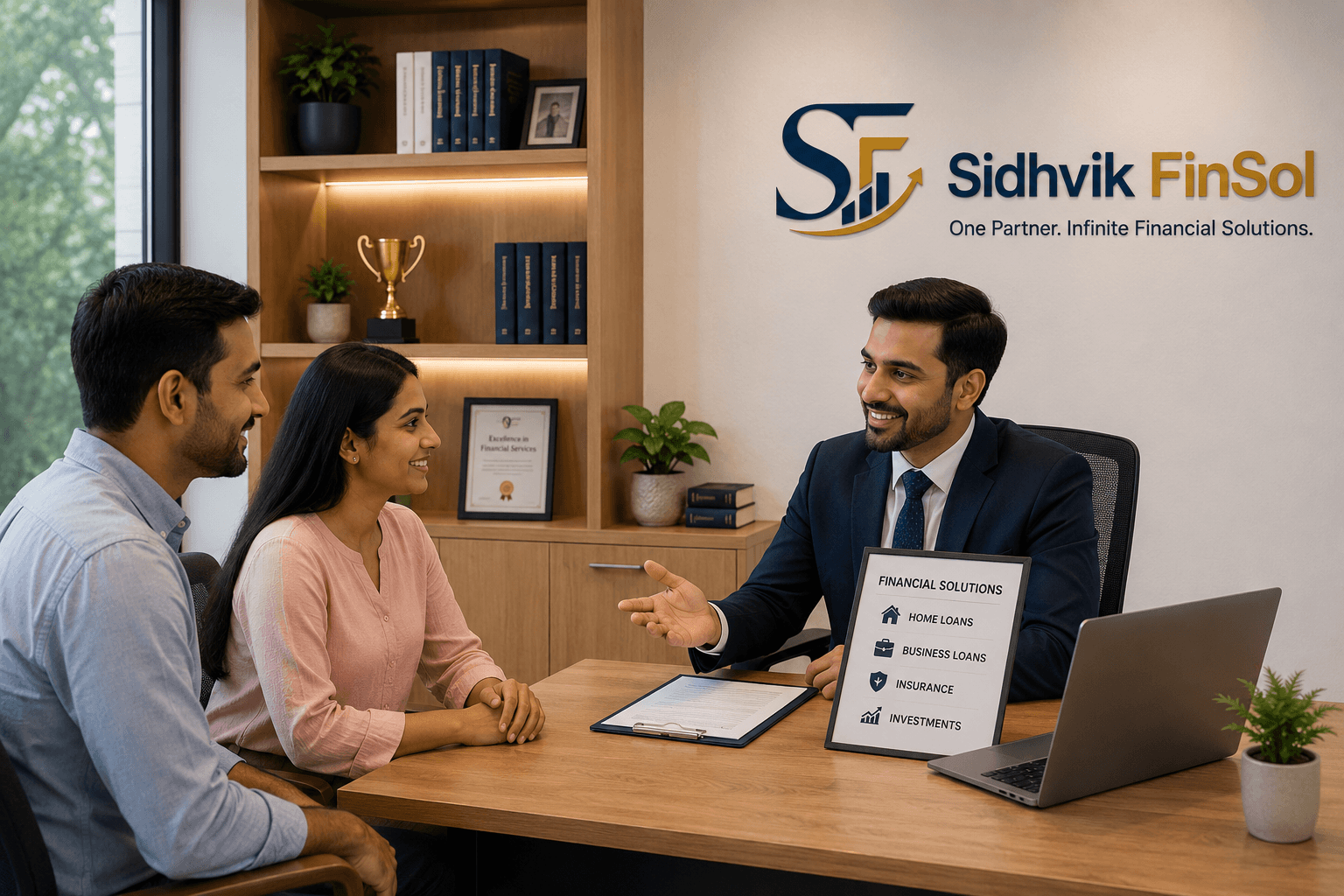 A Sidhvik FinSol advisor discussing financial solutions with a customer